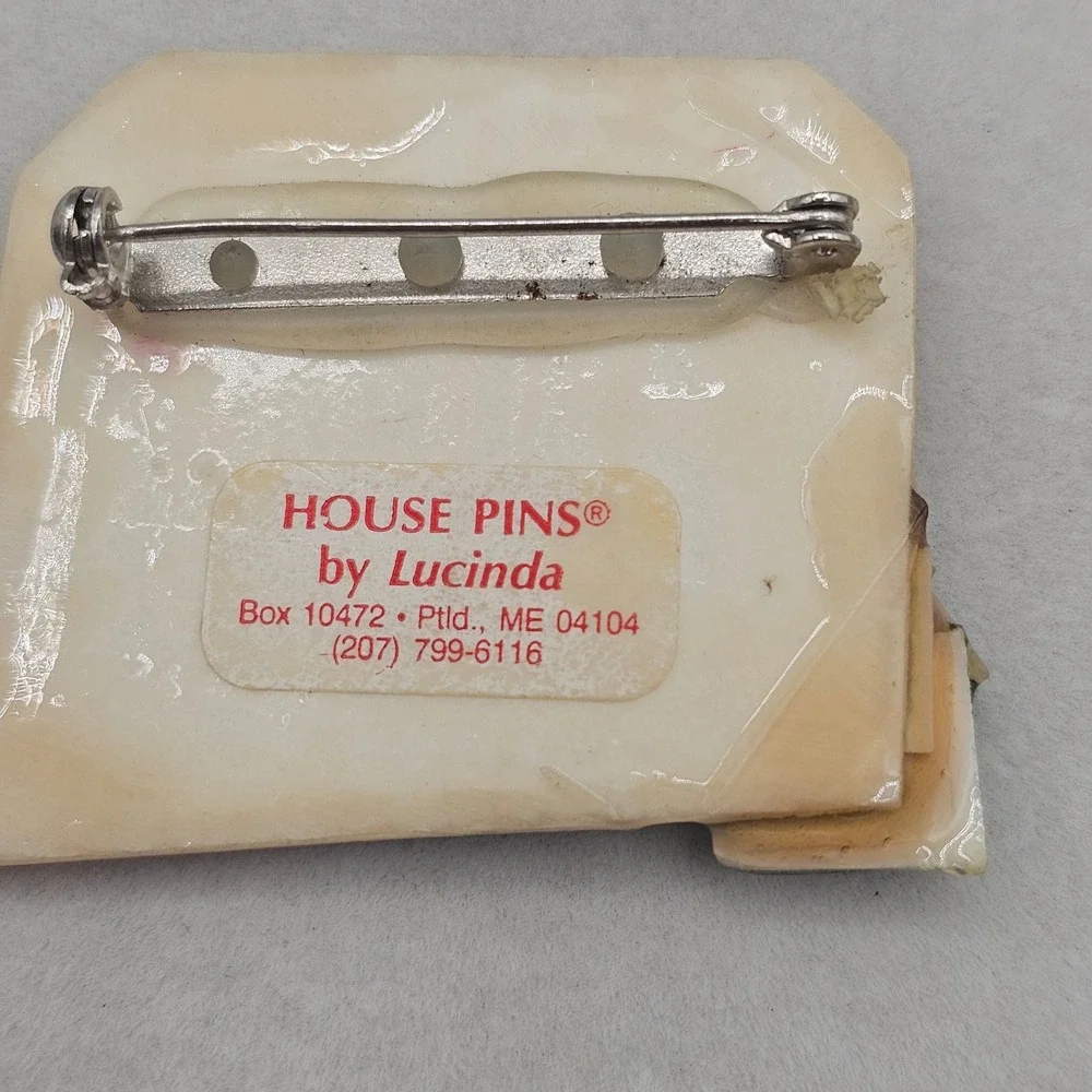 Vintage House Pins by Lucinda Resin Rainbow Night Landscape Glitter Brooch Set